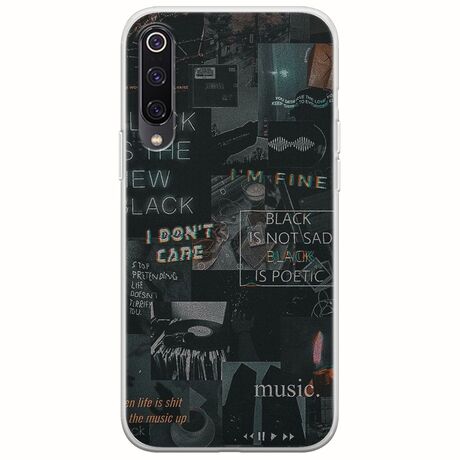 Aesthetic Black Xiaomi Mi 9 Flexible TPU (Διάφανη Σιλικόνη)