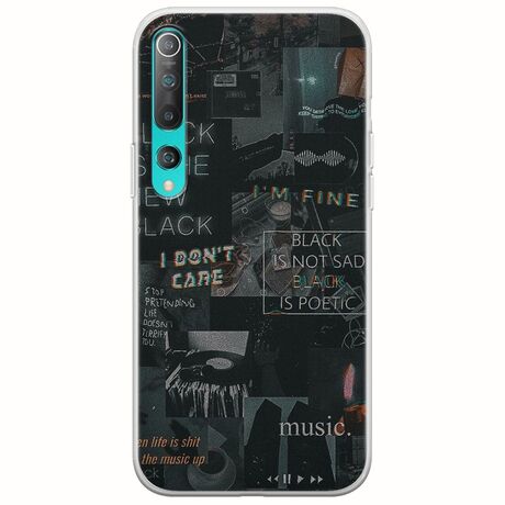 Aesthetic Black Xiaomi Mi Note 10 / Mi Note 10 Pro Flexible TPU (Διάφανη Σιλικόνη)
