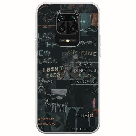 Aesthetic Black Xiaomi Redmi Note 9S / 9 Pro / 9 Pro Max Flexible TPU (Διάφανη Σιλικόνη)