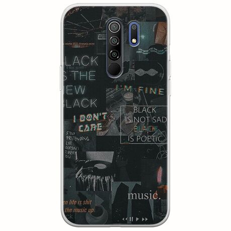 Aesthetic Black Xiaomi Redmi 9 Flexible TPU (Διάφανη Σιλικόνη)