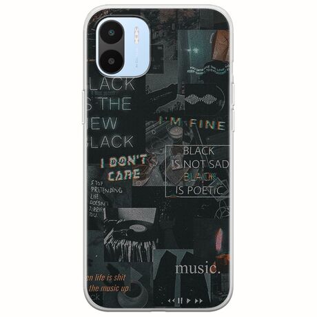 Aesthetic Black Xiaomi Redmi A2 Flexible TPU (Διάφανη Σιλικόνη)