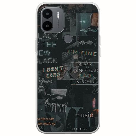 Aesthetic Black Xiaomi Redmi A2 Plus Flexible TPU (Διάφανη Σιλικόνη)