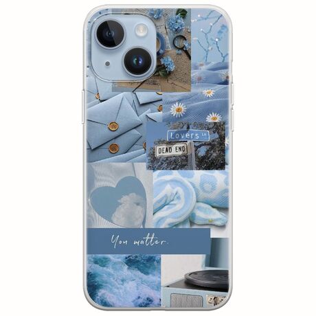Aesthetic Blue iPhone 15 Flexible TPU (Διάφανη Σιλικόνη)