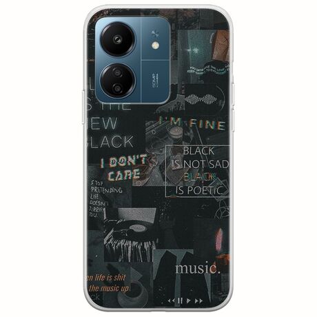 Aesthetic Black Xiaomi Redmi 13C Flexible TPU (Διάφανη Σιλικόνη)