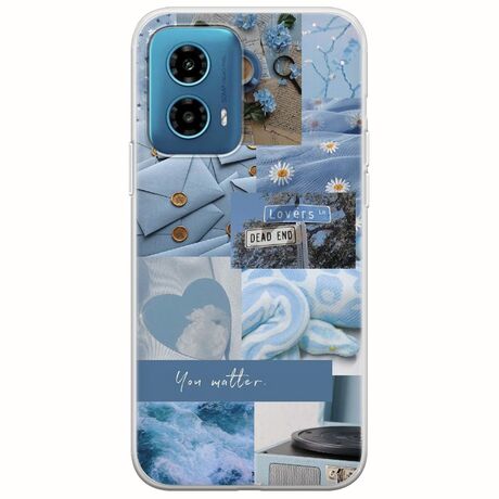 Aesthetic Blue Motorola Moto G34 5G Flexible TPU (Διάφανη Σιλικόνη)