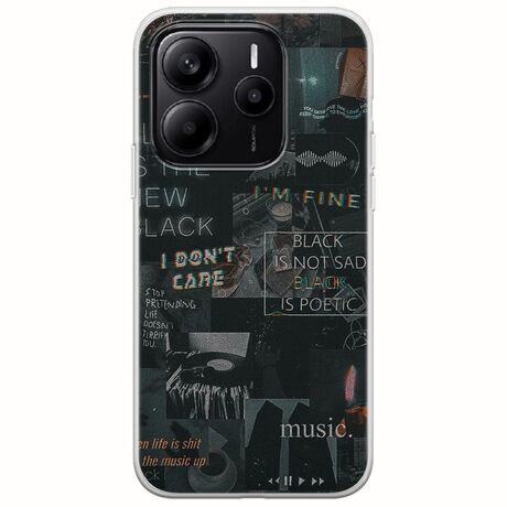 Aesthetic Black Xiaomi Redmi Note 14 5G Flexible TPU (Διάφανη Σιλικόνη)