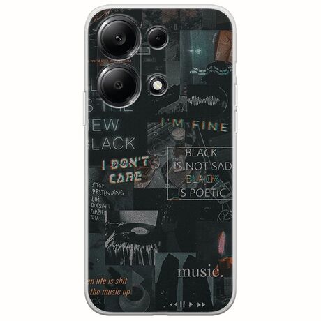 Aesthetic Black Xiaomi Redmi Note 14S Flexible TPU (Διάφανη Σιλικόνη)