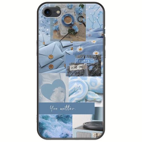 Aesthetic Blue iPhone 7 Black TPU (Μαύρη Σιλικόνη)