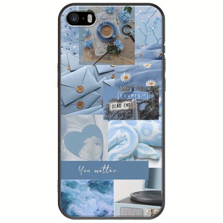 Aesthetic Blue iPhone 5/5s/SE 2016 Black TPU (Μαύρη Σιλικόνη)