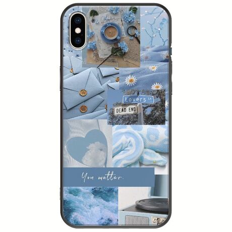 Aesthetic Blue iPhone XS Max Black TPU (Μαύρη Σιλικόνη)