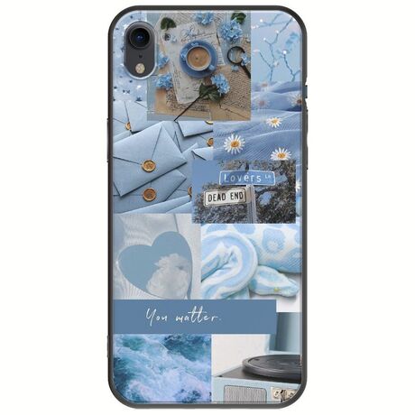 Aesthetic Blue iPhone XR Black TPU (Μαύρη Σιλικόνη)