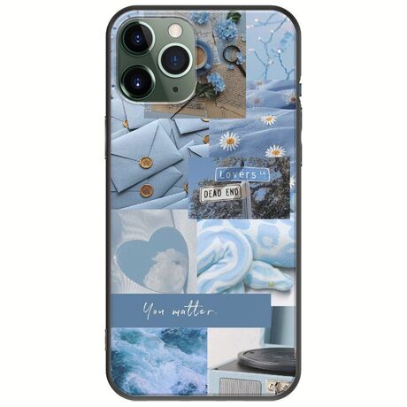 Aesthetic Blue iPhone 11 Pro Black TPU (Μαύρη Σιλικόνη)
