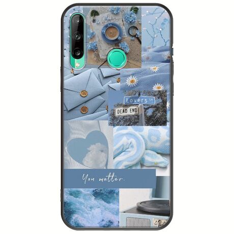 Aesthetic Blue Huawei P40 Lite E Black TPU (Μαύρη Σιλικόνη)
