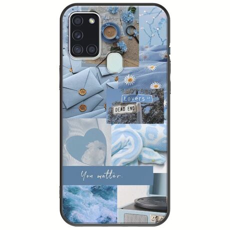 Aesthetic Blue Samsung Galaxy A21s Black TPU (Μαύρη Σιλικόνη)