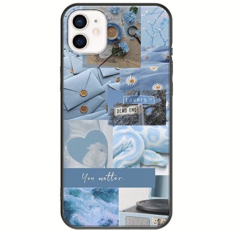 Aesthetic Blue iPhone 12 mini Black TPU (Μαύρη Σιλικόνη)