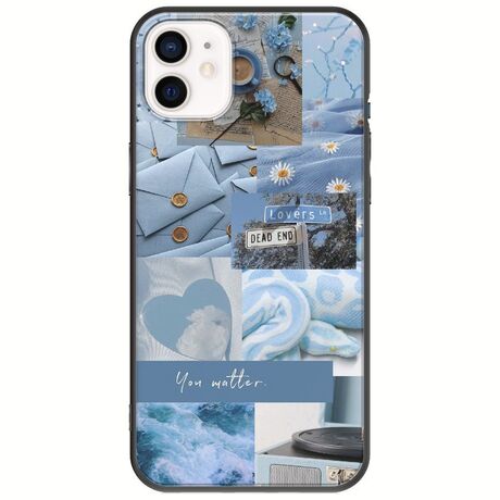 Aesthetic Blue iPhone 12 Black TPU (Μαύρη Σιλικόνη)