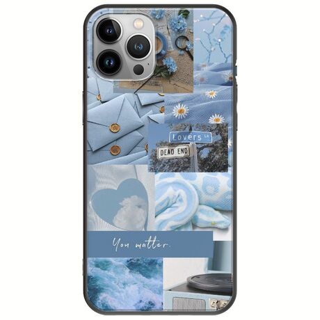 Aesthetic Blue iPhone 12 Pro Max Black TPU (Μαύρη Σιλικόνη)