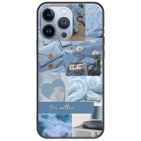 Aesthetic Blue iPhone 13 Pro Black TPU (Μαύρη Σιλικόνη)