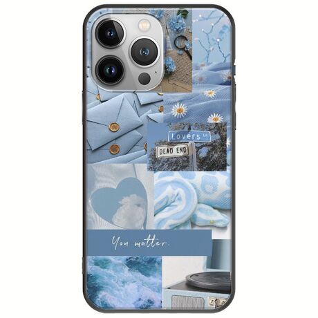 Aesthetic Blue iPhone 13 Pro Max Black TPU (Μαύρη Σιλικόνη)