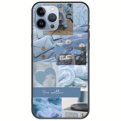 Aesthetic Blue iPhone 12 Pro Black TPU (Μαύρη Σιλικόνη)