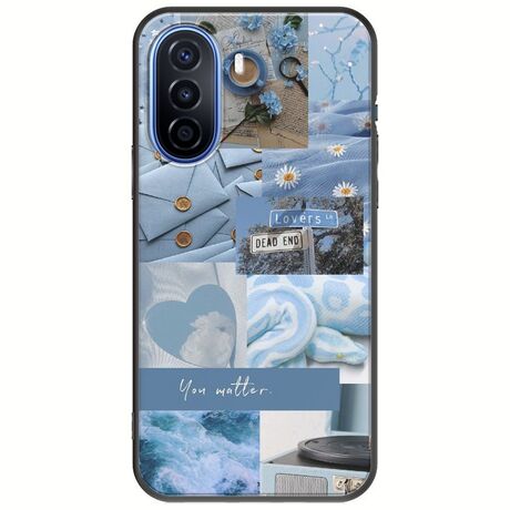 Aesthetic Blue Huawei Nova Y70 Black TPU (Μαύρη Σιλικόνη)