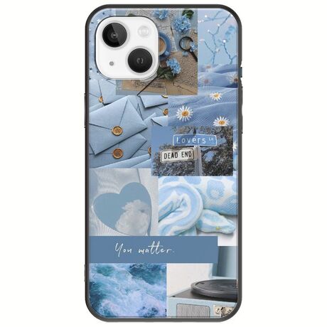 Aesthetic Blue iPhone 14 Black TPU (Μαύρη Σιλικόνη)
