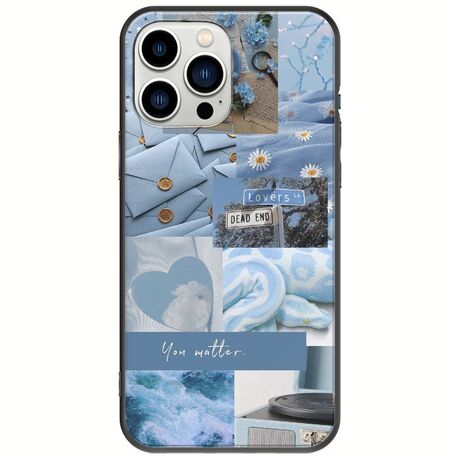 Aesthetic Blue iPhone 14 Pro Black TPU (Μαύρη Σιλικόνη)