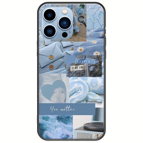 Aesthetic Blue iPhone 14 Pro Max Black TPU (Μαύρη Σιλικόνη)