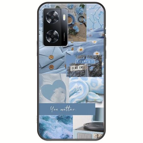 Aesthetic Blue Oppo A57 4G Black TPU (Μαύρη Σιλικόνη)