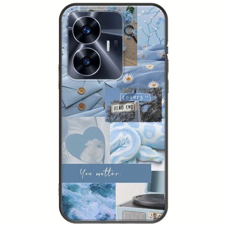 Aesthetic Blue Realme C55 Black TPU (Μαύρη Σιλικόνη)