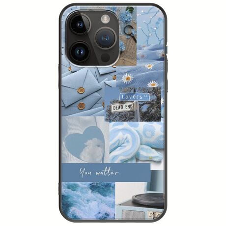Aesthetic Blue iPhone 15 Pro Max Black TPU (Μαύρη Σιλικόνη)