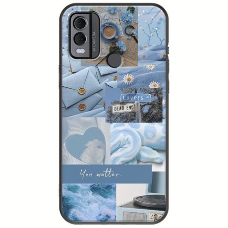 Aesthetic Blue Nokia C22 Black TPU (Μαύρη Σιλικόνη)