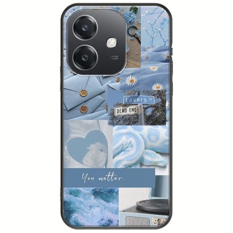 Aesthetic Blue Oppo A40 Black TPU (Μαύρη Σιλικόνη)