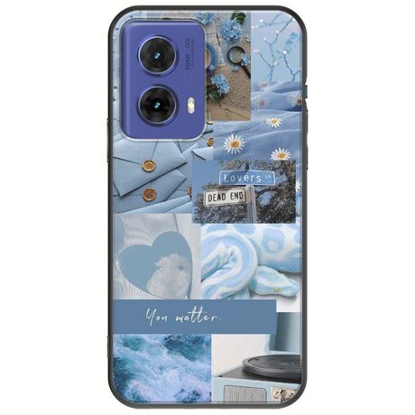 Aesthetic Blue Motorola Moto G85 5G Black TPU (Μαύρη Σιλικόνη)