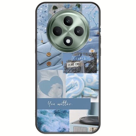 Aesthetic Blue Oppo Reno 12 FS 5G  Black TPU (Μαύρη Σιλικόνη)