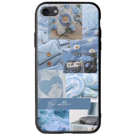 Aesthetic Blue iPhone 7 Groove TPU (Tempered Glass και TPU)