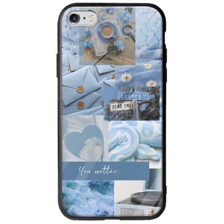 Aesthetic Blue iPhone 6/6s Groove TPU (Tempered Glass και TPU)