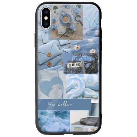 Aesthetic Blue iPhone XS Max Groove TPU (Tempered Glass και TPU)