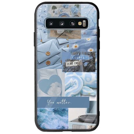 Aesthetic Blue Samsung Galaxy S10 Plus Groove TPU (Tempered Glass και TPU)