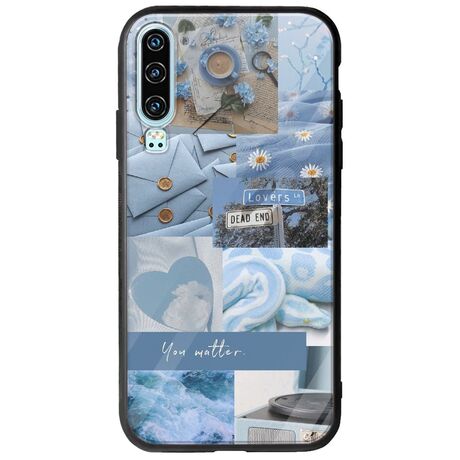 Aesthetic Blue Huawei P30 Groove TPU (Tempered Glass και TPU)