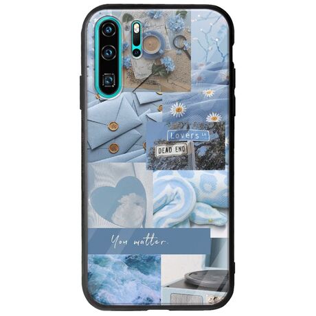 Aesthetic Blue Huawei P30 Pro Groove TPU (Tempered Glass και TPU)