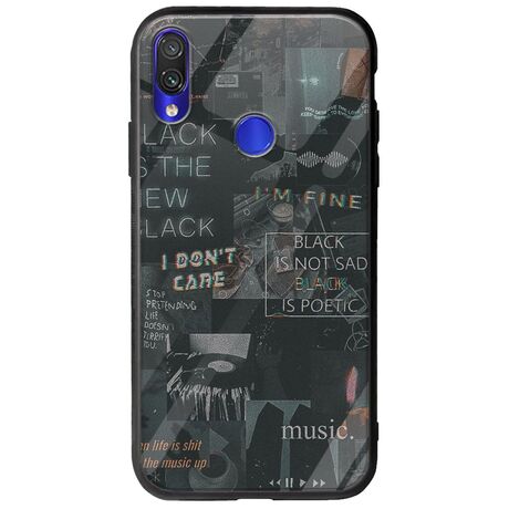 Aesthetic Black Xiaomi Redmi Note 7 Groove TPU (Tempered Glass και TPU)