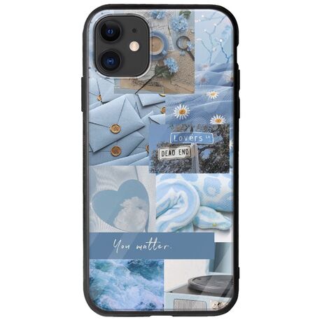 Aesthetic Blue iPhone 11 Groove TPU (Tempered Glass και TPU)