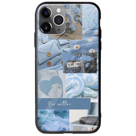 Aesthetic Blue iPhone 11 Pro Max Groove TPU (Tempered Glass και TPU)
