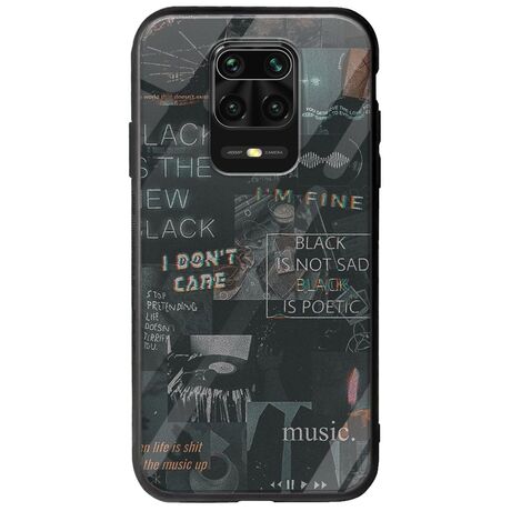 Aesthetic Black Xiaomi Redmi Note 9S / 9 Pro / 9 Pro Max Groove TPU (Tempered Glass και TPU)
