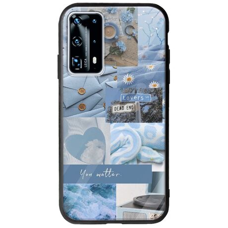 Aesthetic Blue Huawei P40 Groove TPU (Tempered Glass και TPU)