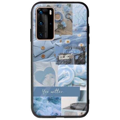 Aesthetic Blue Huawei P40 Pro Groove TPU (Tempered Glass και TPU)