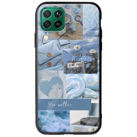 Aesthetic Blue Huawei P40 Lite Groove TPU (Tempered Glass και TPU)