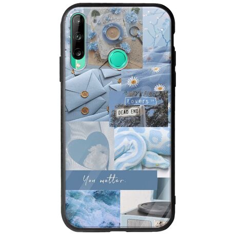 Aesthetic Blue Huawei P40 Lite E Groove TPU (Tempered Glass και TPU)