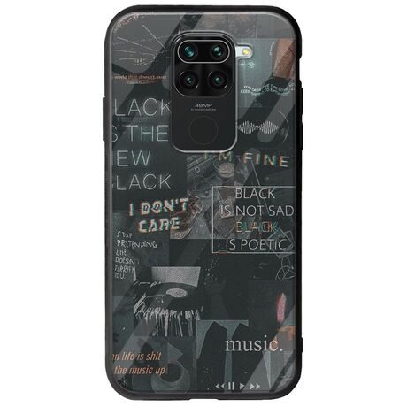 Aesthetic Black Xiaomi Redmi Note 9 Groove TPU (Tempered Glass και TPU)